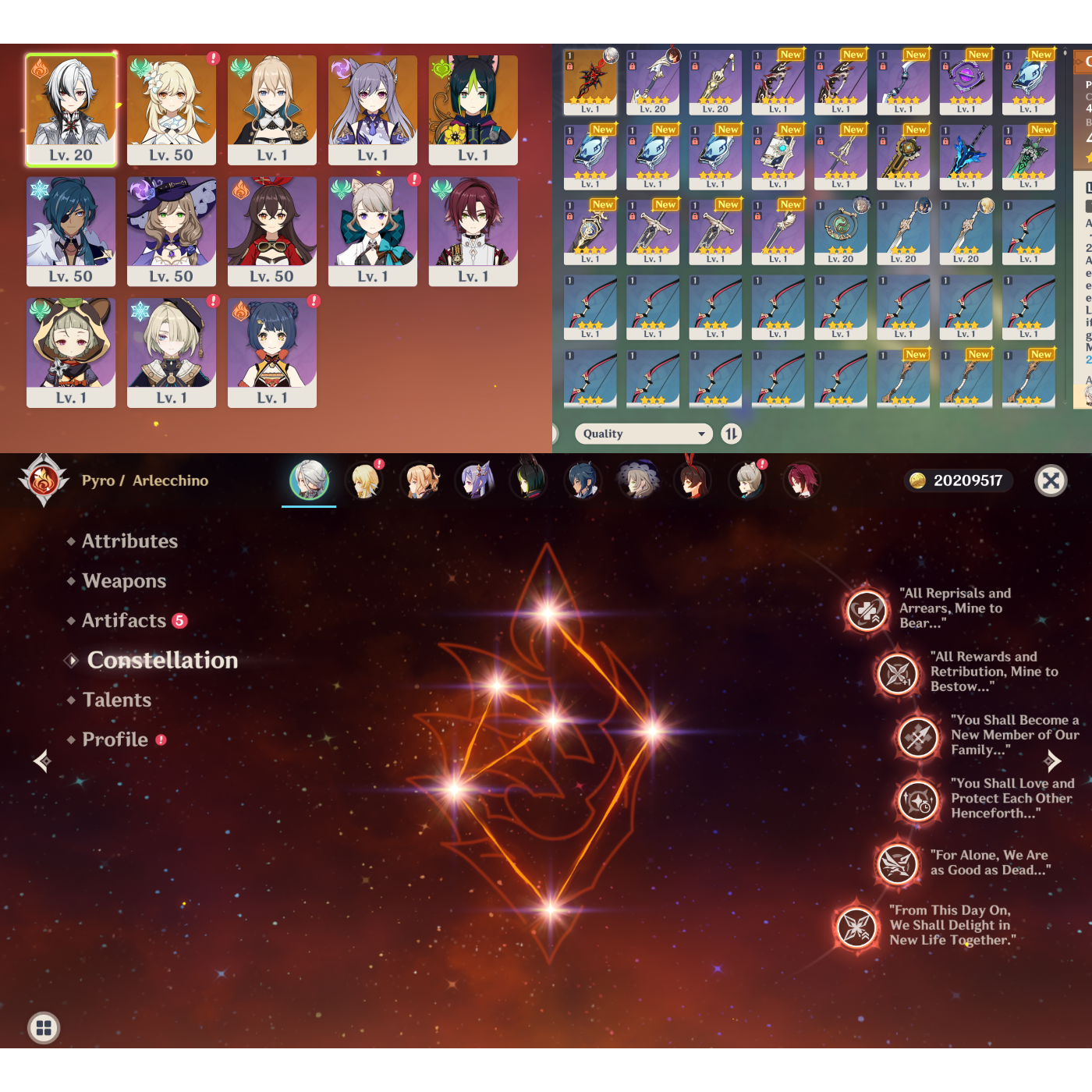 Compte Genshin Impact - Serveur EU - AR57 - Lyney C6 R4 & Varesa C6