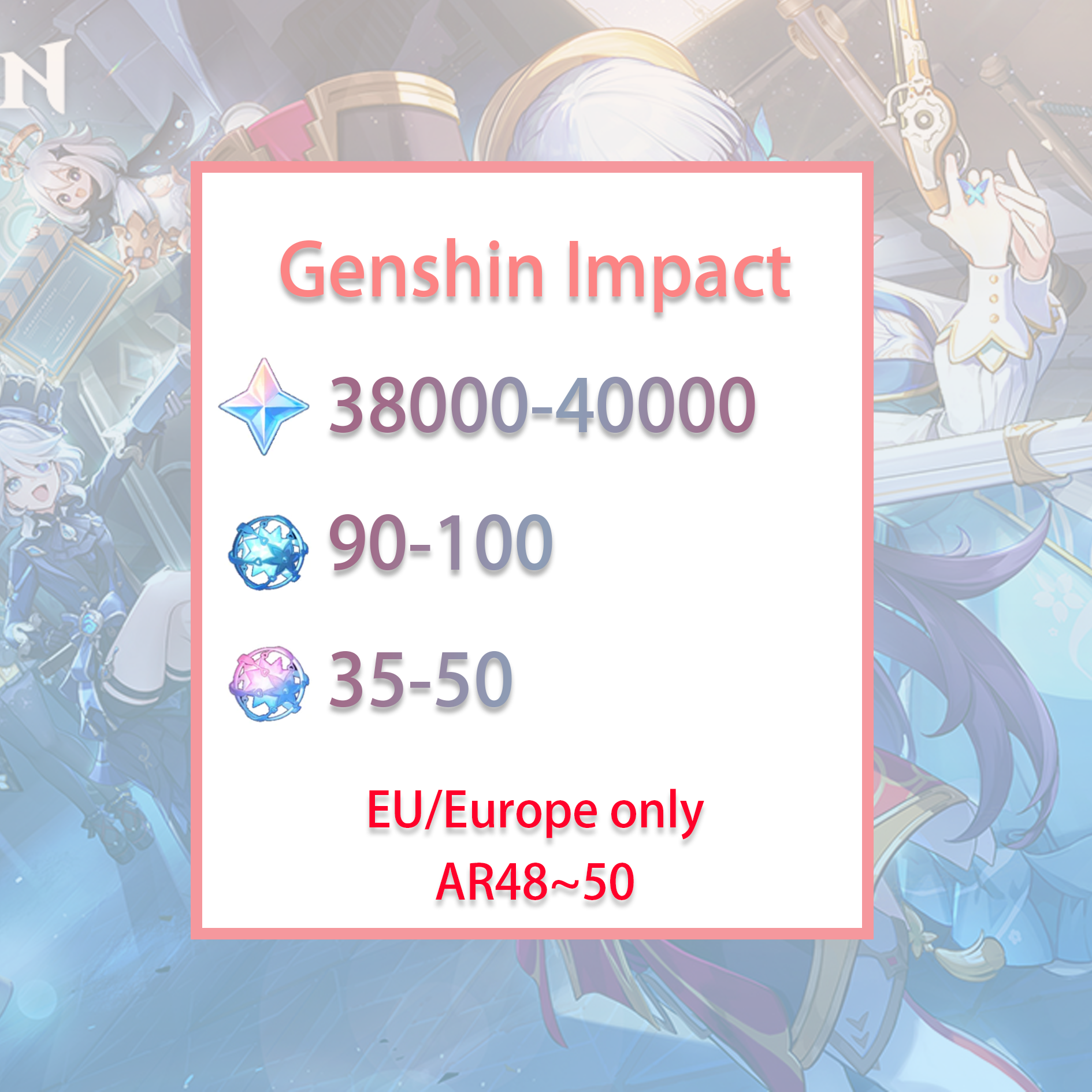 [EU] [INSTANT] Genshin Impact 38-40k primogems, Wishes EUROPE Starter Account-Mobile Games Starter