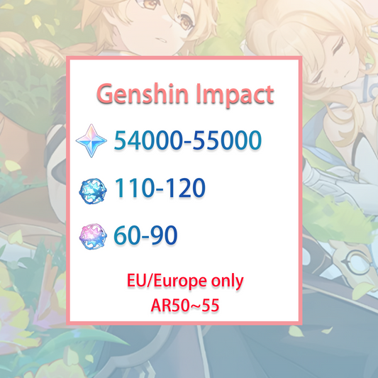 [EU] [INSTANT] Genshin Impact 54-55k primogems, Wishes EUROPE Starter Account-Mobile Games Starter