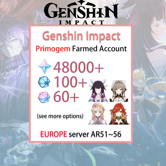 [EU/Europe] Characters + 48000-60000 primogems | Wishes Genshin Impact Starter Farmed Account (see options)