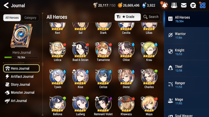 [EUROPE] Epic 7 Seven 1ML 2LIM Remnant Violet Cerise Diene + ML Pulls + 20 Speed + Name EU Starter Account-Mobile Games Starter