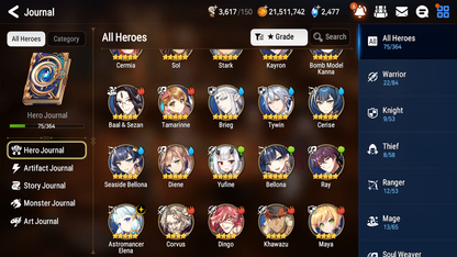 [EUROPE] Epic 7 Seven 1ML 3LIM Seaside Bellona Cerise Diene Yufine Tamarinne + ML Pulls + Name + 20 Speed EU Starter Account-Mobile Games Starter