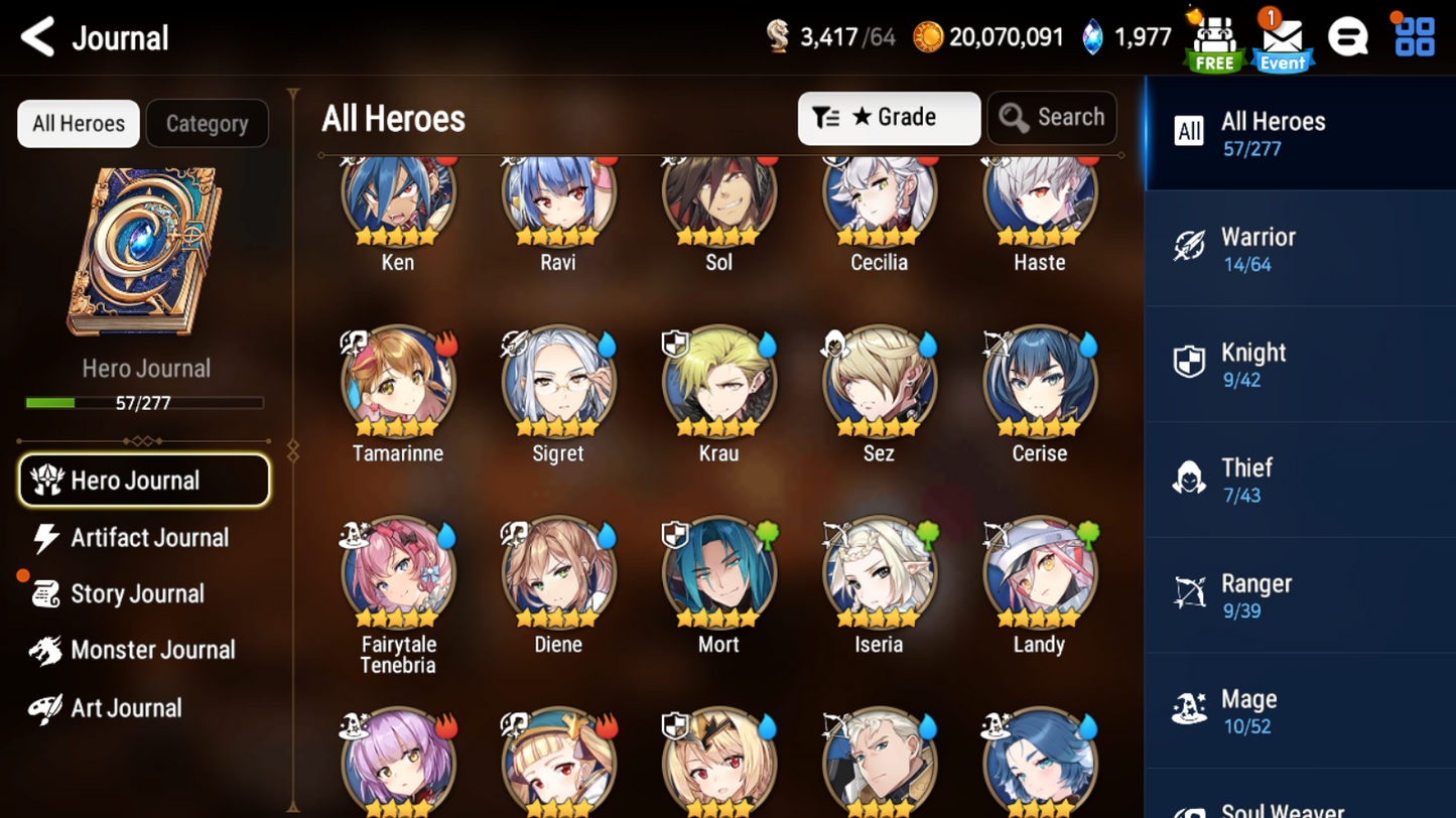 [EUROPE] Epic 7 Seven Fairytale Tenebria Diene Landy Cerise + Pulls + Name EU Starter Account-Mobile Games Starter