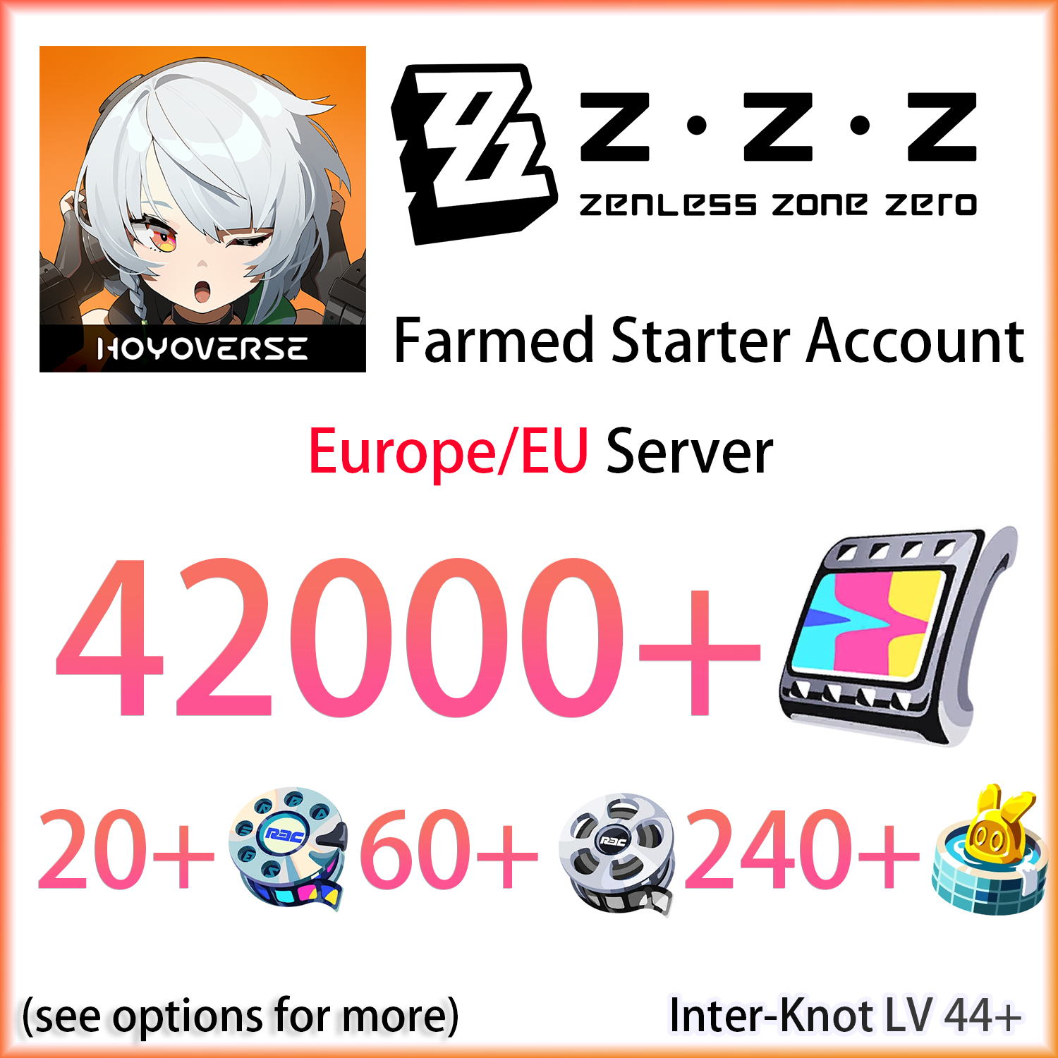 [EUROPE] [INSTANT] 42000+ Polychrome | Zenless Zone Zero ZZZ EU Farmed Starter Account (see options)-Mobile Games Starter