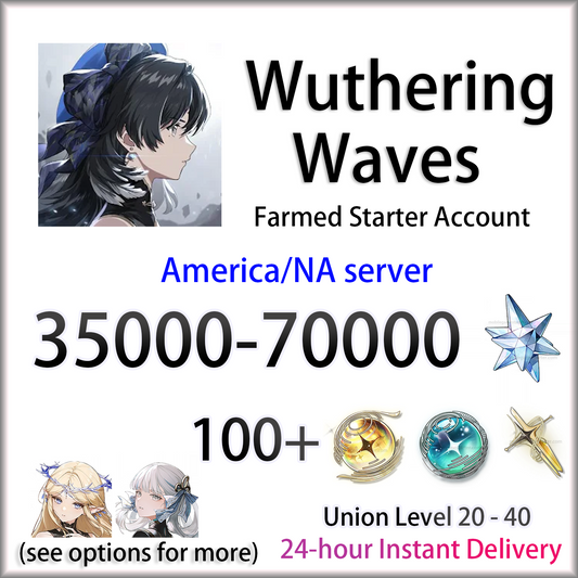 [AMERICA] 60000 Astrite + Tides / Characters | Wuthering Waves NA Starter Account (see options, up to Denia)