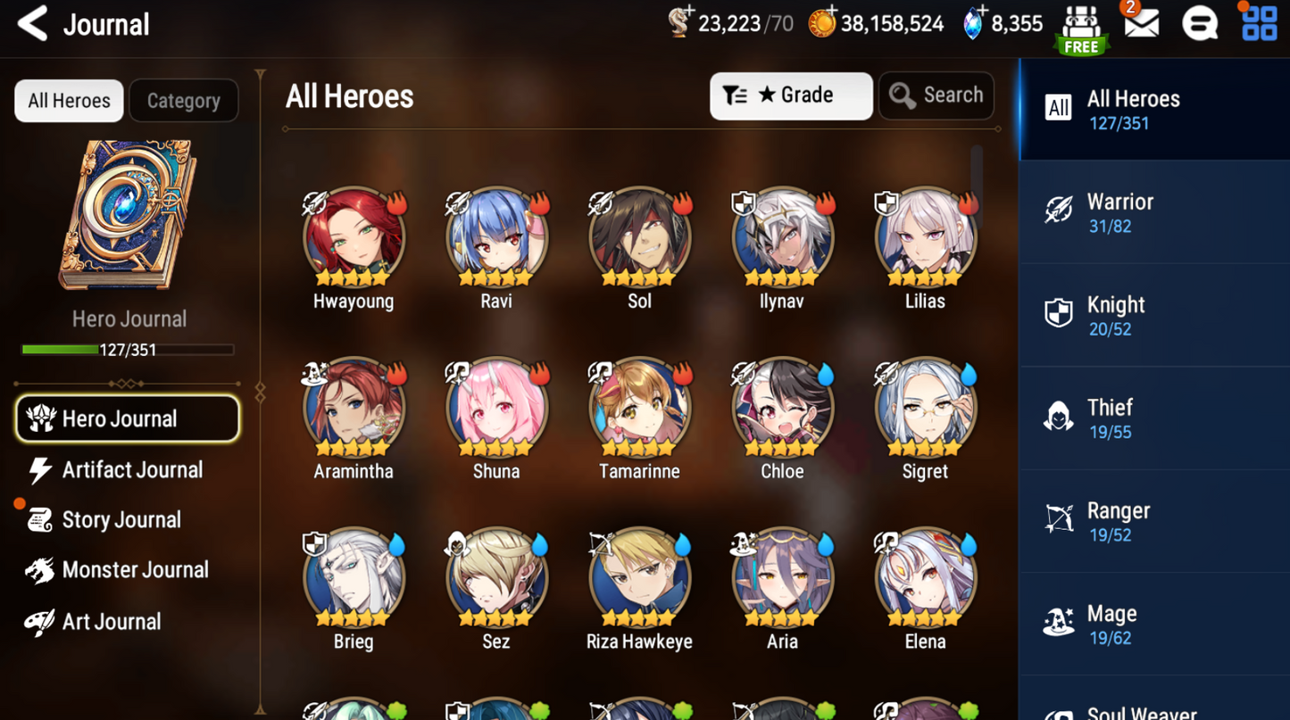 [GLOAL] Epic 7 Seven 4ML Briar Witch Iseria Ruele of light Angel Angelica + ML pulls+ Name Starter Account-Mobile Games Starter