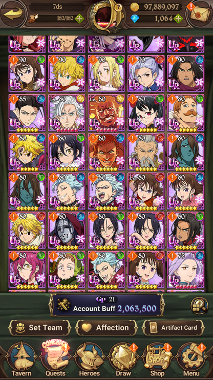 [GLOBAL] 1000 Diamonds + 6/6 Transcendent Ban Ultimate Escanor Elizabeth Purgatory Meliodas++ 7DS Seven Deadly Sins: Grand Cross Resource Starter Account-Mobile Games Starter