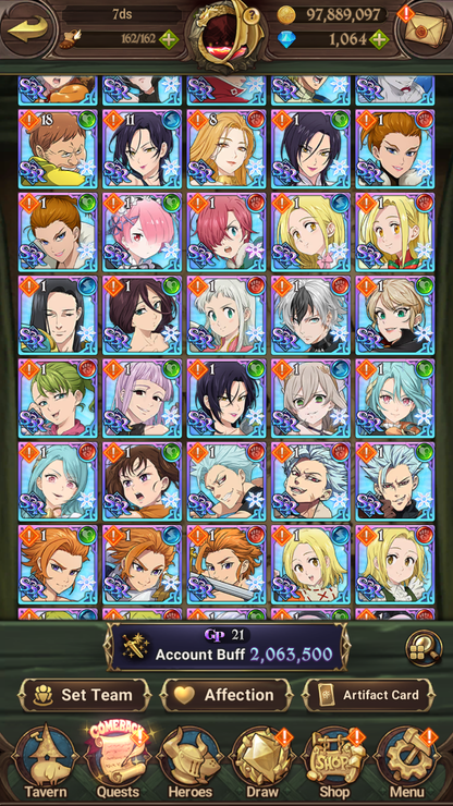 [GLOBAL] 1000 Diamonds + 6/6 Transcendent Ban Ultimate Escanor Elizabeth Purgatory Meliodas++ 7DS Seven Deadly Sins: Grand Cross Resource Starter Account-Mobile Games Starter