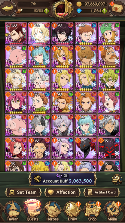 [GLOBAL] 1000 Diamonds + 6/6 Transcendent Ban Ultimate Escanor Elizabeth Purgatory Meliodas++ 7DS Seven Deadly Sins: Grand Cross Resource Starter Account-Mobile Games Starter