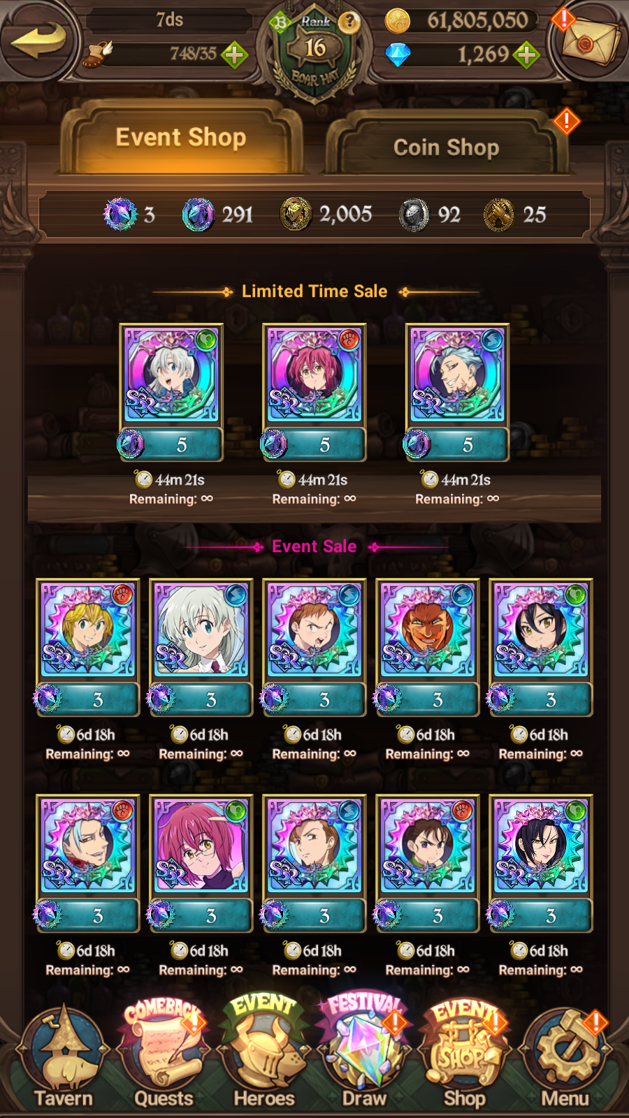 [GLOBAL] 1200 Diamonds + 6/6 Transcendent Ban 3/6 Ultimate Escanor 6/6 Elizabeth 4/6 Purgatory Meliodas++ 7DS Seven Deadly Sins: Grand Cross Resource Starter Account-Mobile Games Starter