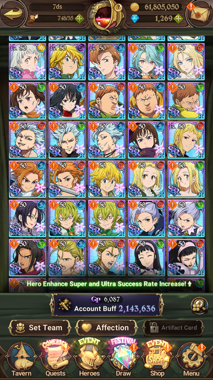 [GLOBAL] 1200 Diamonds + 6/6 Transcendent Ban 3/6 Ultimate Escanor 6/6 Elizabeth 4/6 Purgatory Meliodas++ 7DS Seven Deadly Sins: Grand Cross Resource Starter Account-Mobile Games Starter