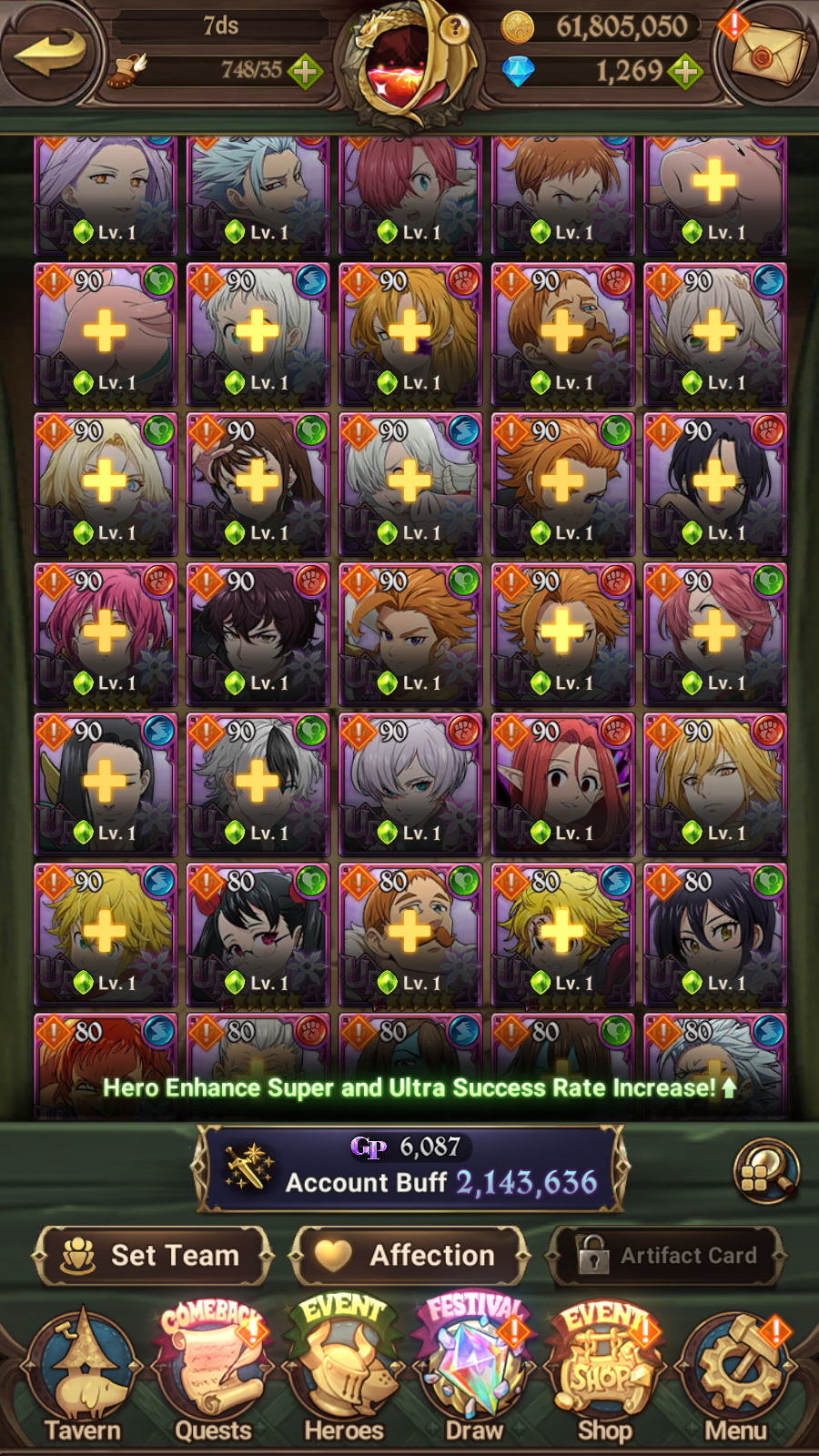 [GLOBAL] 1200 Diamonds + 6/6 Transcendent Ban 3/6 Ultimate Escanor 6/6 Elizabeth 4/6 Purgatory Meliodas++ 7DS Seven Deadly Sins: Grand Cross Resource Starter Account-Mobile Games Starter