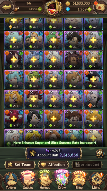 [GLOBAL] 1200 Diamonds + 6/6 Transcendent Ban 3/6 Ultimate Escanor 6/6 Elizabeth 4/6 Purgatory Meliodas++ 7DS Seven Deadly Sins: Grand Cross Resource Starter Account-Mobile Games Starter