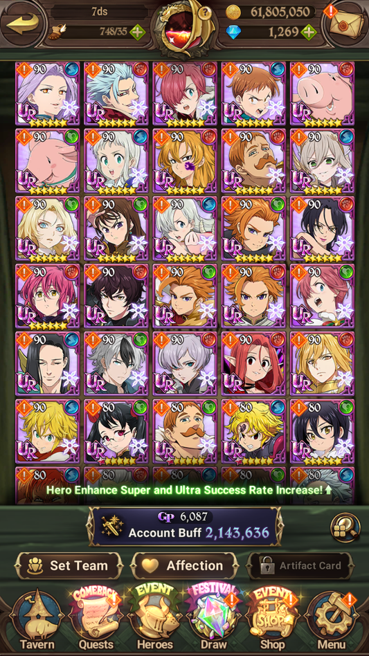 [GLOBAL] 1200 Diamonds + 6/6 Transcendent Ban 3/6 Ultimate Escanor 6/6 Elizabeth 4/6 Purgatory Meliodas++ 7DS Seven Deadly Sins: Grand Cross Resource Starter Account-Mobile Games Starter