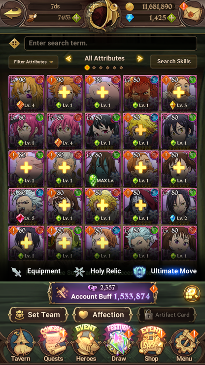 [GLOBAL] 1400 Diamonds + 6/6 Ultimate Escanor + Shield Hero Naofumi Raphtalia Filo 7DS Seven Deadly Sins: Grand Cross Resource Starter Account-Mobile Games Starter