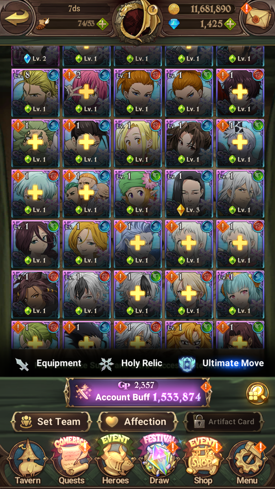 [GLOBAL] 1400 Diamonds + 6/6 Ultimate Escanor + Shield Hero Naofumi Raphtalia Filo 7DS Seven Deadly Sins: Grand Cross Resource Starter Account-Mobile Games Starter
