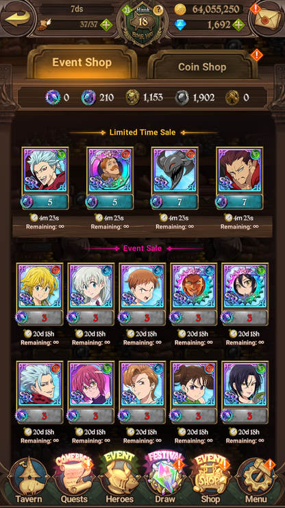 [GLOBAL] 1600 Diamonds + 6/6 Shield Hero Naofumi Raphtalia Filo 7DS Seven Deadly Sins: Grand Cross Resource Starter Account-Mobile Games Starter