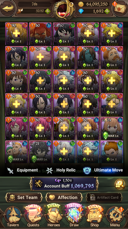 [GLOBAL] 1600 Diamonds + 6/6 Shield Hero Naofumi Raphtalia Filo 7DS Seven Deadly Sins: Grand Cross Resource Starter Account-Mobile Games Starter