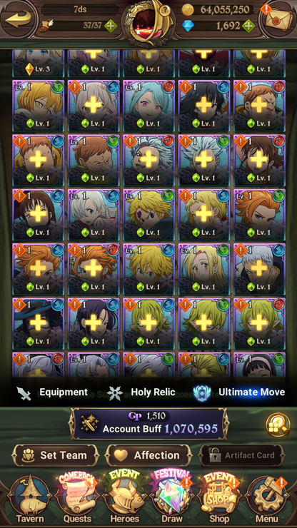 [GLOBAL] 1600 Diamonds + 6/6 Shield Hero Naofumi Raphtalia Filo 7DS Seven Deadly Sins: Grand Cross Resource Starter Account-Mobile Games Starter