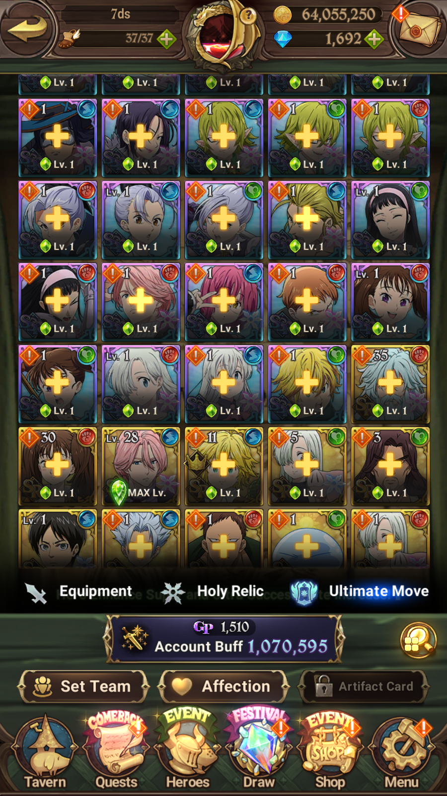 [GLOBAL] 1600 Diamonds + 6/6 Shield Hero Naofumi Raphtalia Filo 7DS Seven Deadly Sins: Grand Cross Resource Starter Account-Mobile Games Starter