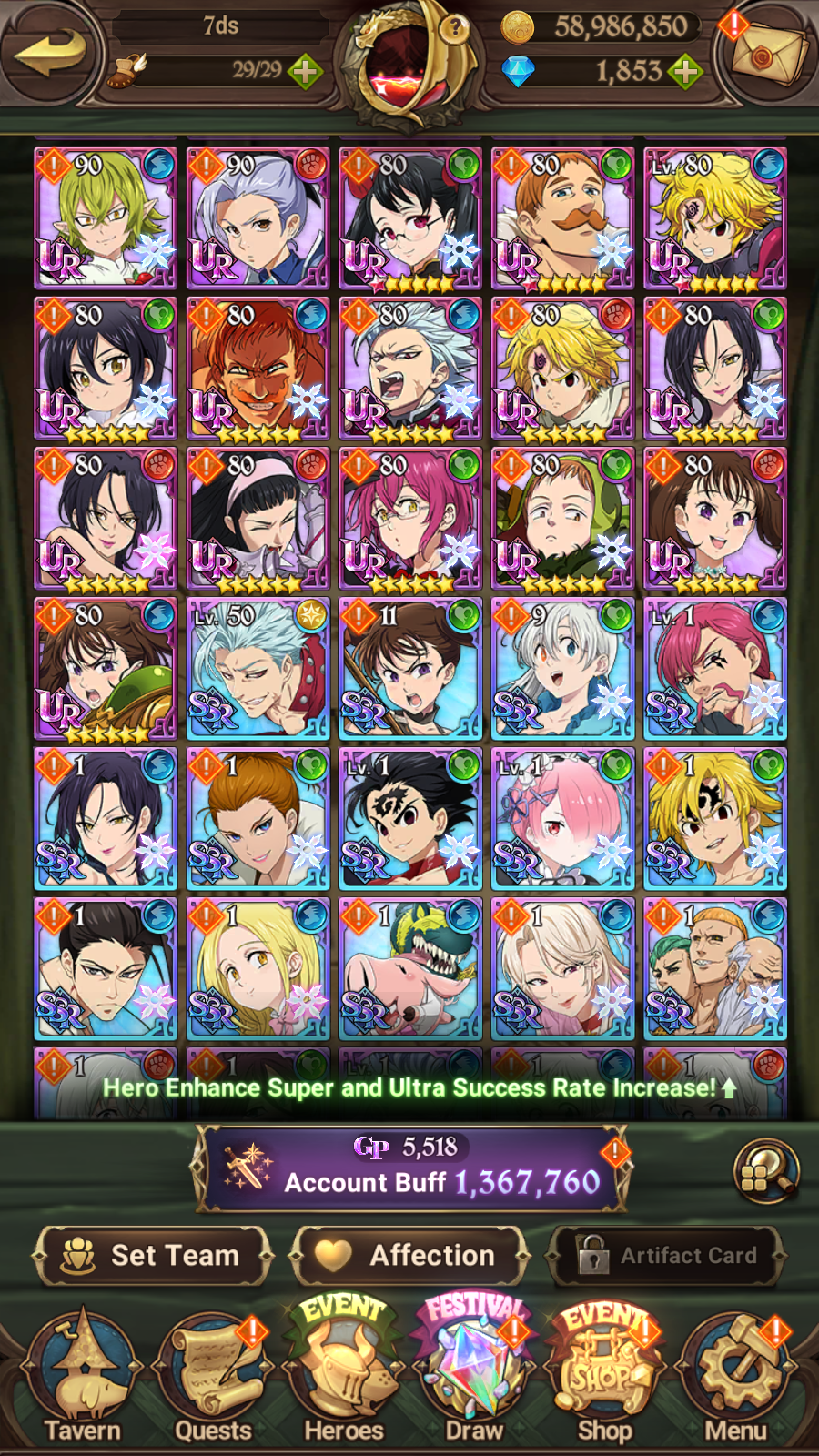 [GLOBAL] 1800 Diamonds + 6/6 Transcendent Ban 2/6 Ultimate Escanor 3/6 Elizabeth 5/6 Purgatory Meliodas++ 7DS Seven Deadly Sins: Grand Cross Resource Starter Account-Mobile Games Starter
