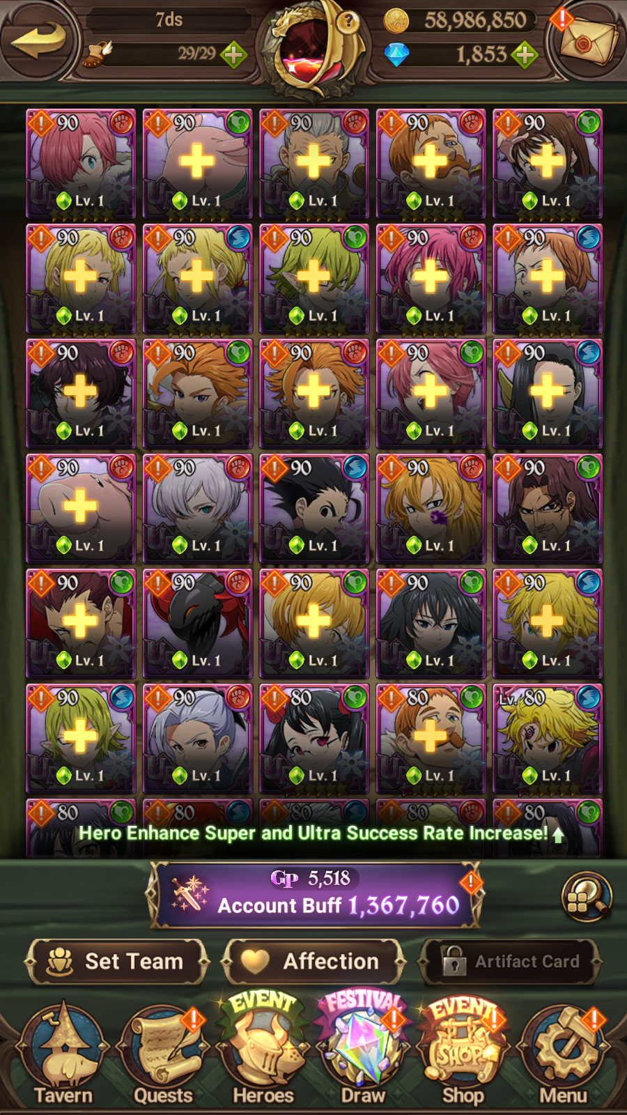 [GLOBAL] 1800 Diamonds + 6/6 Transcendent Ban 2/6 Ultimate Escanor 3/6 Elizabeth 5/6 Purgatory Meliodas++ 7DS Seven Deadly Sins: Grand Cross Resource Starter Account-Mobile Games Starter