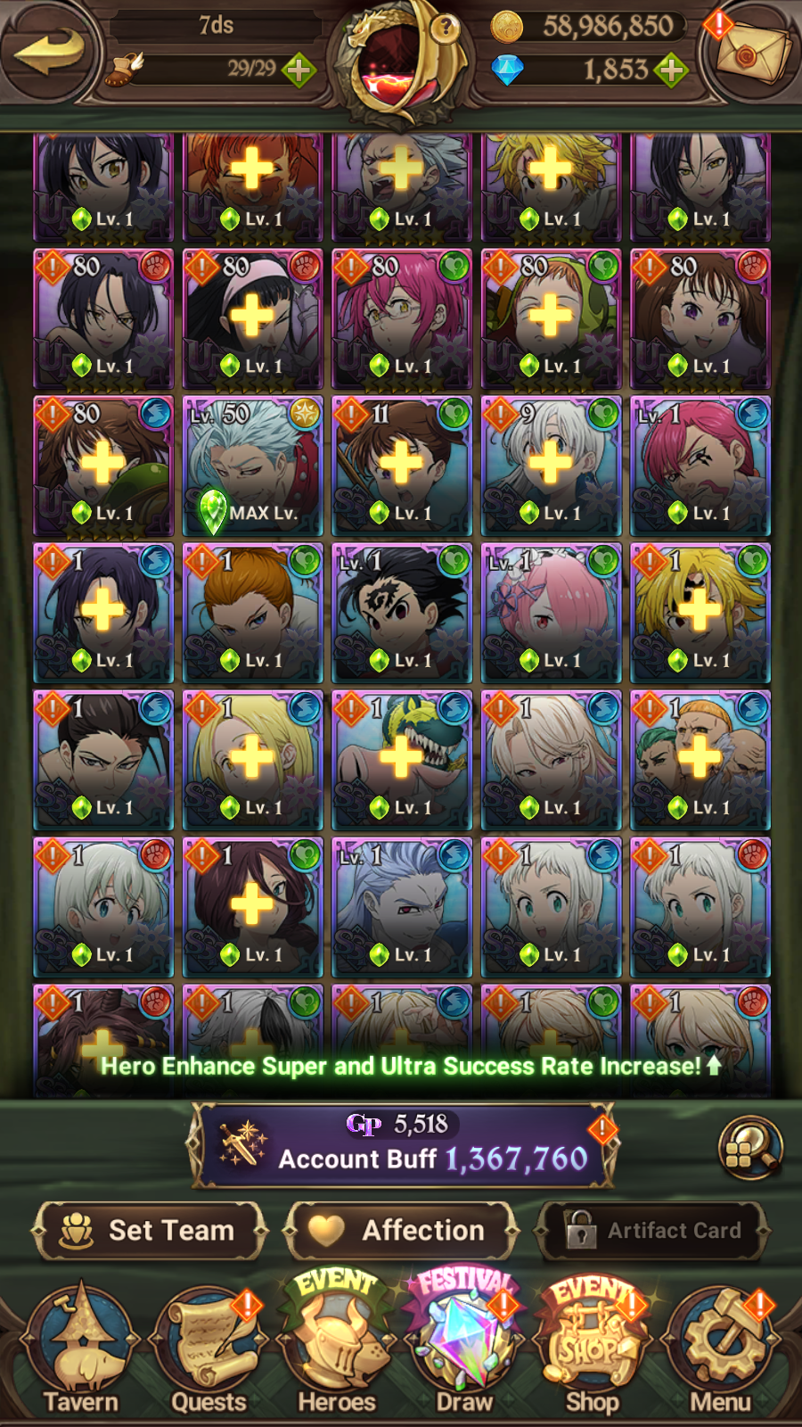 [GLOBAL] 1800 Diamonds + 6/6 Transcendent Ban 2/6 Ultimate Escanor 3/6 Elizabeth 5/6 Purgatory Meliodas++ 7DS Seven Deadly Sins: Grand Cross Resource Starter Account-Mobile Games Starter