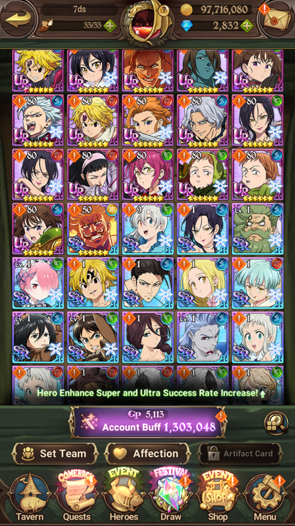[GLOBAL] 2800 Diamonds + 6/6 Transcendent Ban 6/6 Ultimate Escanor Elizabeth Purgatory Meliodas++ 7DS Seven Deadly Sins: Grand Cross Resource Starter Account-Mobile Games Starter