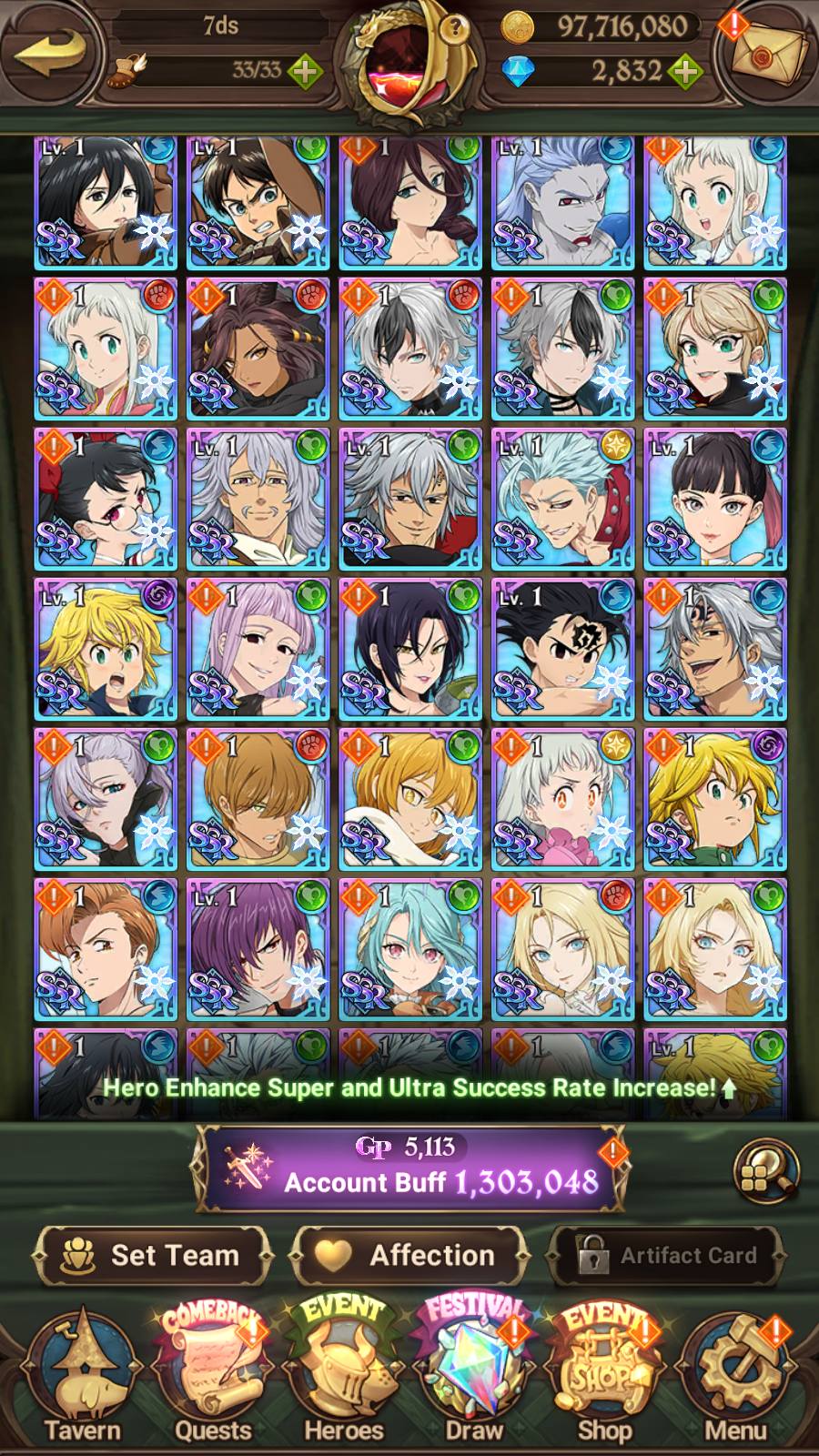 [GLOBAL] 2800 Diamonds + 6/6 Transcendent Ban 6/6 Ultimate Escanor Elizabeth Purgatory Meliodas++ 7DS Seven Deadly Sins: Grand Cross Resource Starter Account-Mobile Games Starter