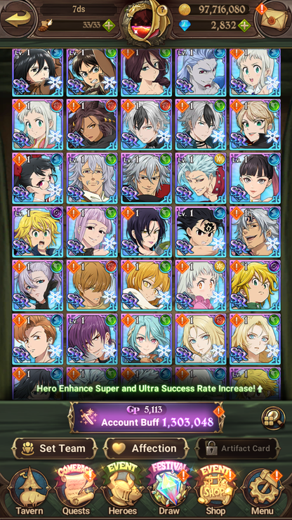 [GLOBAL] 2800 Diamonds + 6/6 Transcendent Ban 6/6 Ultimate Escanor Elizabeth Purgatory Meliodas++ 7DS Seven Deadly Sins: Grand Cross Resource Starter Account-Mobile Games Starter