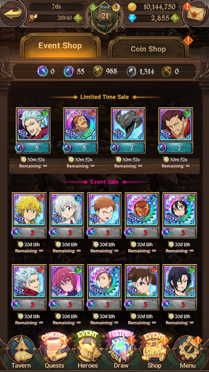[GLOBAL] 2800 Diamonds + Shield Hero Naofumi Raphtalia Filo ++ 7DS Seven Deadly Sins: Grand Cross Resource Starter Account-Mobile Games Starter