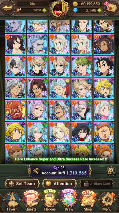 [GLOBAL] 3500 Diamonds + 6/6 Transcendent Ban Ultimate Escanor Elizabeth Purgatory Meliodas++ 7DS Seven Deadly Sins: Grand Cross Resource Starter Account-Mobile Games Starter