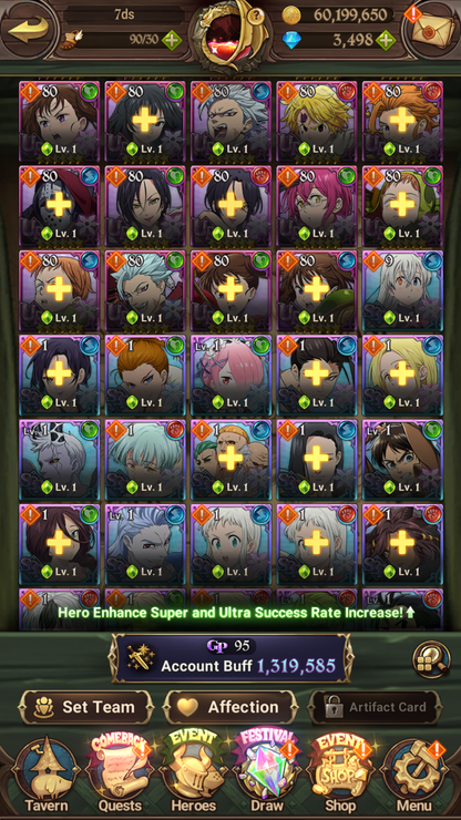 [GLOBAL] 3500 Diamonds + 6/6 Transcendent Ban Ultimate Escanor Elizabeth Purgatory Meliodas++ 7DS Seven Deadly Sins: Grand Cross Resource Starter Account-Mobile Games Starter
