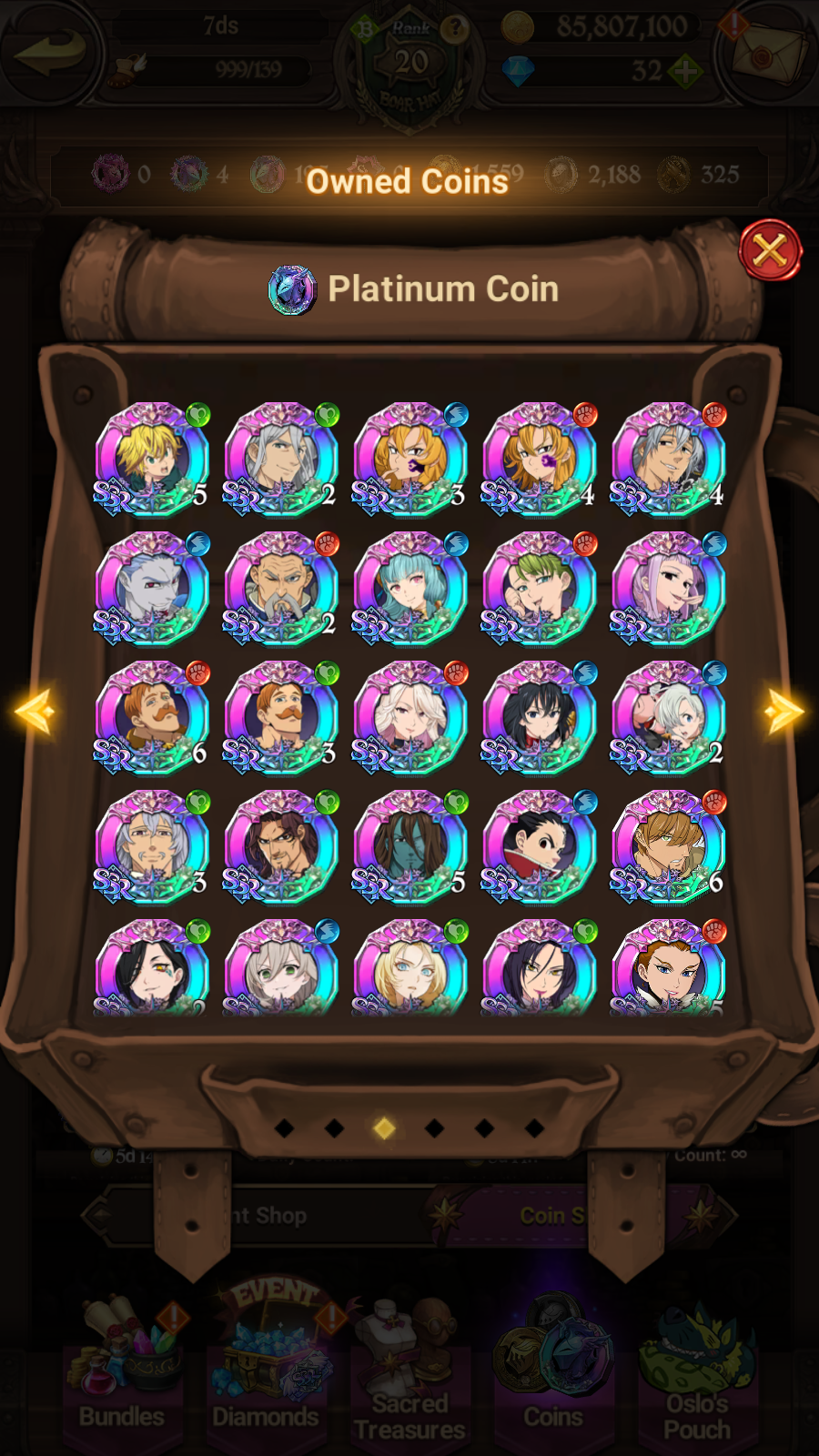 [GLOBAL] 4/6 Ultimate Escanor++ 7DS Seven Deadly Sins: Grand Cross Resource Starter Account-Mobile Games Starter