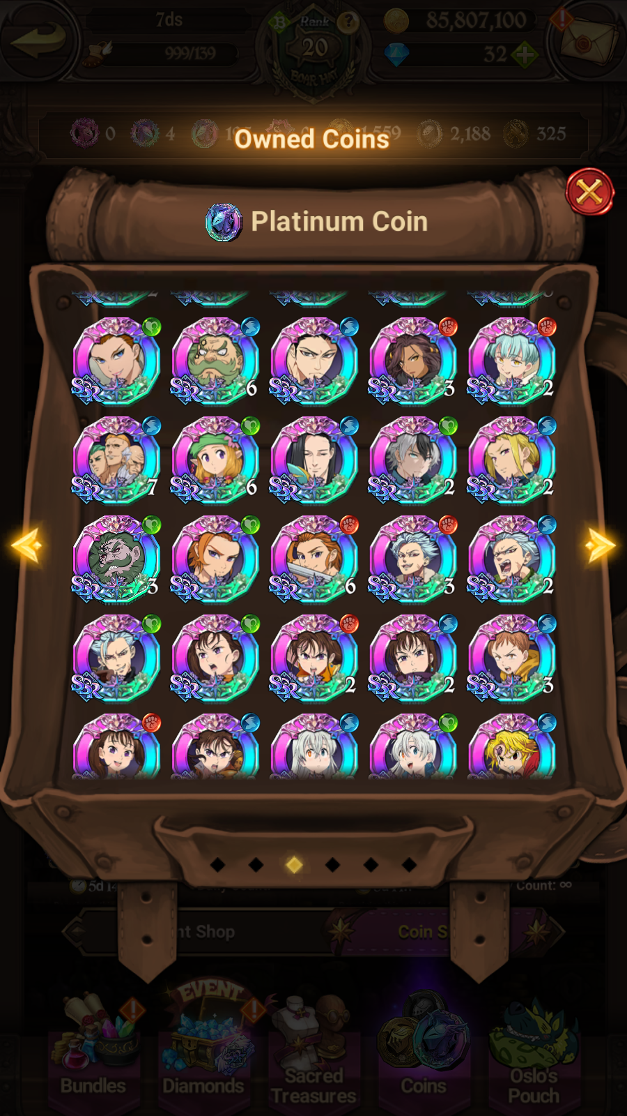 [GLOBAL] 4/6 Ultimate Escanor++ 7DS Seven Deadly Sins: Grand Cross Resource Starter Account-Mobile Games Starter