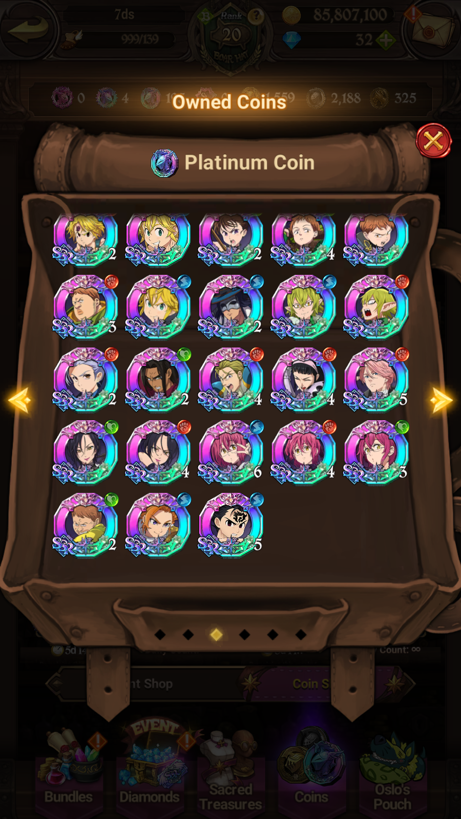 [GLOBAL] 4/6 Ultimate Escanor++ 7DS Seven Deadly Sins: Grand Cross Resource Starter Account-Mobile Games Starter