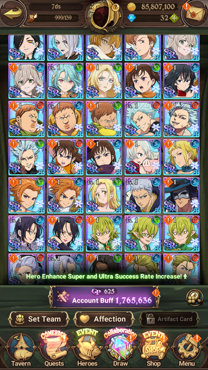 [GLOBAL] 4/6 Ultimate Escanor++ 7DS Seven Deadly Sins: Grand Cross Resource Starter Account-Mobile Games Starter