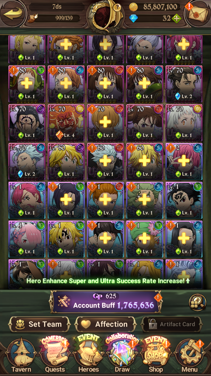 [GLOBAL] 4/6 Ultimate Escanor++ 7DS Seven Deadly Sins: Grand Cross Resource Starter Account-Mobile Games Starter