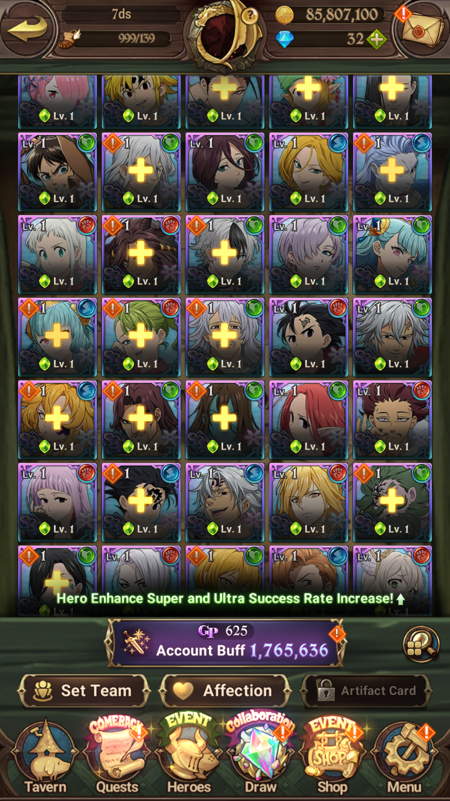 [GLOBAL] 4/6 Ultimate Escanor++ 7DS Seven Deadly Sins: Grand Cross Resource Starter Account-Mobile Games Starter