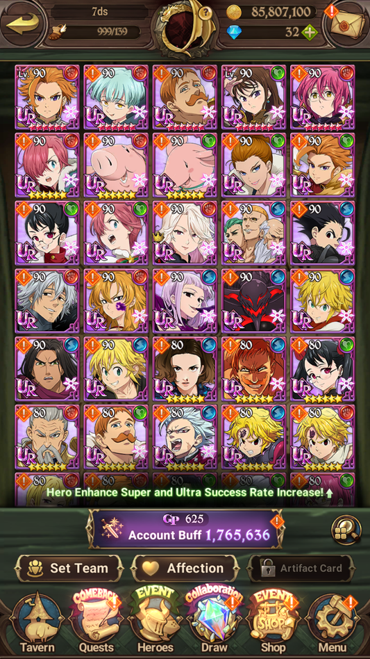 [GLOBAL] 4/6 Ultimate Escanor++ 7DS Seven Deadly Sins: Grand Cross Resource Starter Account-Mobile Games Starter