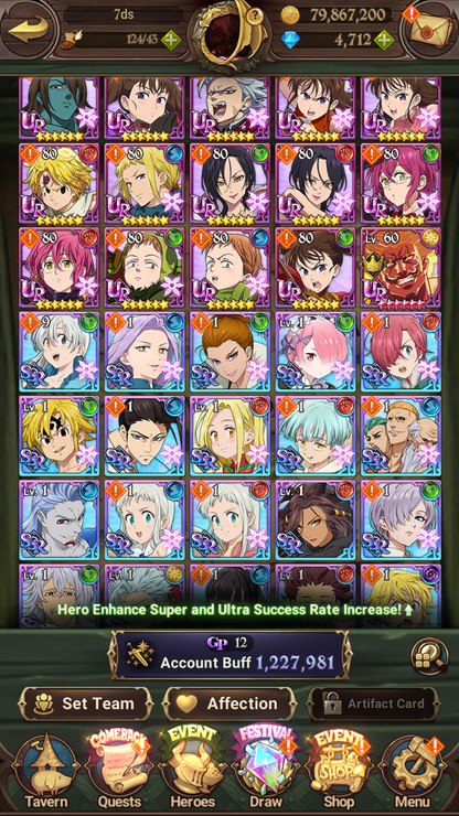 [GLOBAL] 4700 Diamonds + 4/6 Transcendent Ban 6/6 Ultimate Escanor Purgatory Meliodas++ 7DS Seven Deadly Sins: Grand Cross Resource Starter Account-Mobile Games Starter