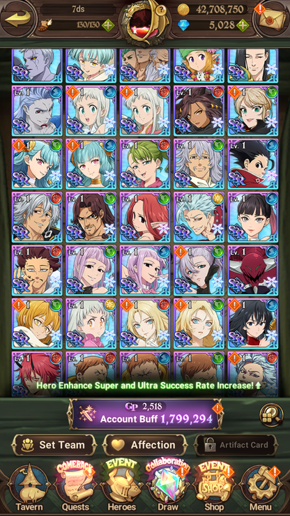 [GLOBAL] 5000 Diamonds + 5/6 Transcendent Ban 4/6 Ultimate Escanor Purgatory Meliodas Elizabeth++ 7DS Seven Deadly Sins: Grand Cross Resource Starter Account-Mobile Games Starter