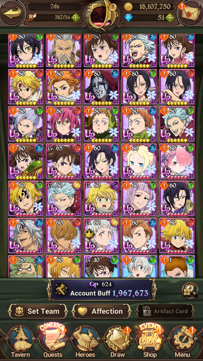 [GLOBAL] 5/6 Ultimate Escanor++ 7DS Seven Deadly Sins: Grand Cross Resource Starter Account-Mobile Games Starter
