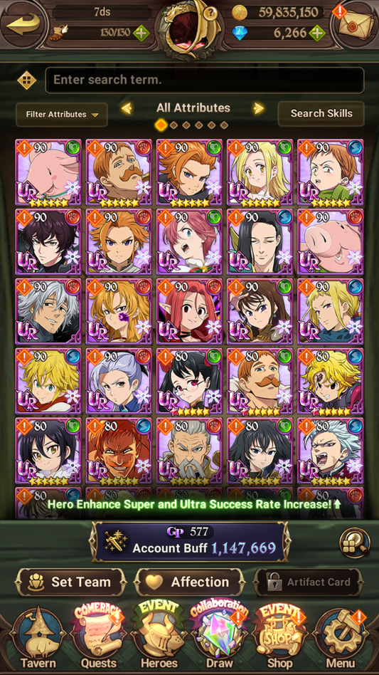 [GLOBAL] 6200 diamonds + 139 SSR tickets + Mushoku Collab+ Ultimate Escanor++ 7DS Seven Deadly Sins: Grand Cross Resource Starter Account-Mobile Games Starter