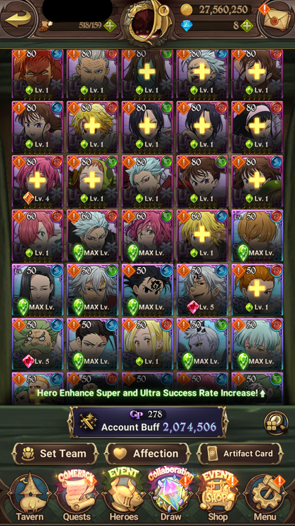 [GLOBAL] 6/6 Covenant of Light Ludociel 6/6 Mael of Sunshine++ 7DS Seven Deadly Sins: Grand Cross Resource Starter Account-Mobile Games Starter