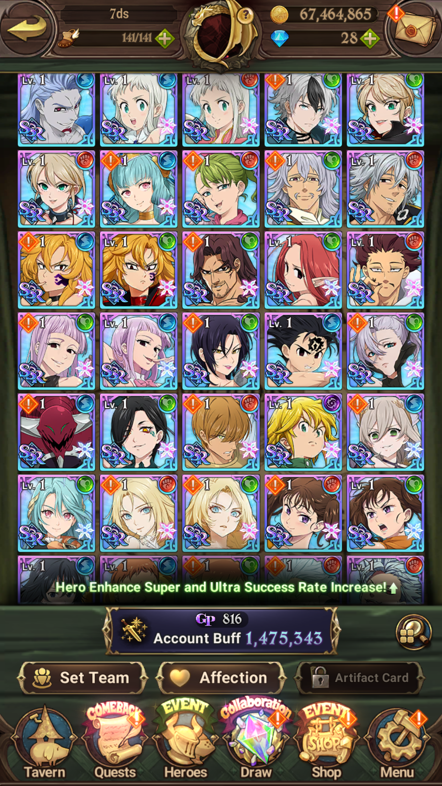[GLOBAL] 6/6 Purgatory 6/6 Elizabeth++ 7DS Seven Deadly Sins: Grand Cross Resource Starter Account-Mobile Games Starter