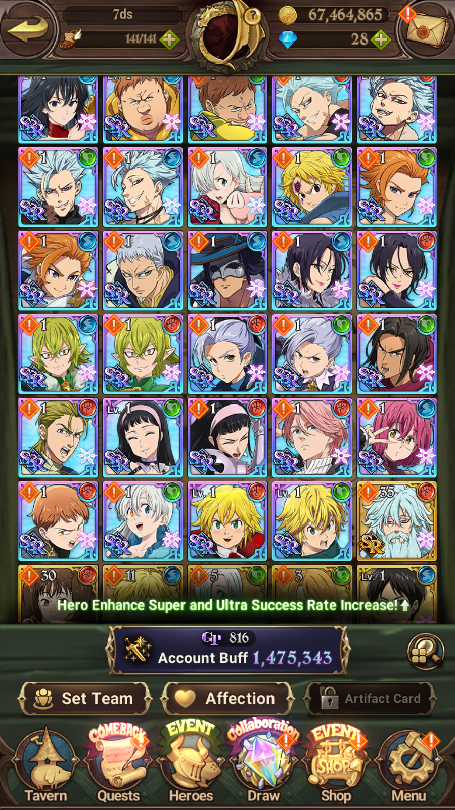 [GLOBAL] 6/6 Purgatory 6/6 Elizabeth++ 7DS Seven Deadly Sins: Grand Cross Resource Starter Account-Mobile Games Starter