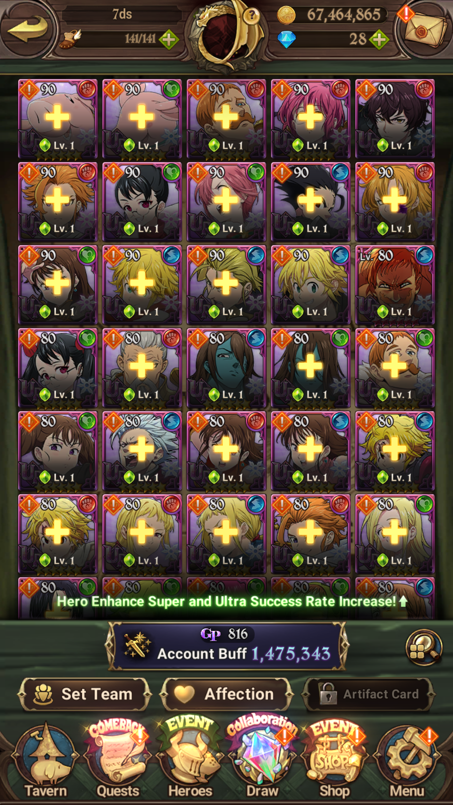 [GLOBAL] 6/6 Purgatory 6/6 Elizabeth++ 7DS Seven Deadly Sins: Grand Cross Resource Starter Account-Mobile Games Starter