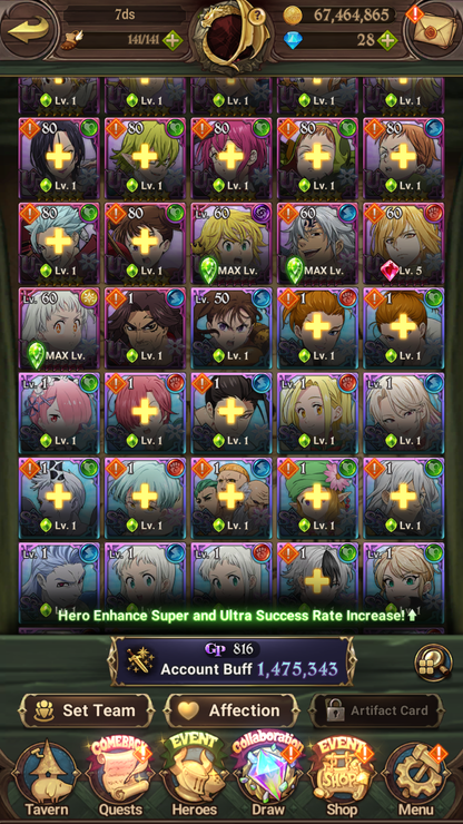 [GLOBAL] 6/6 Purgatory 6/6 Elizabeth++ 7DS Seven Deadly Sins: Grand Cross Resource Starter Account-Mobile Games Starter