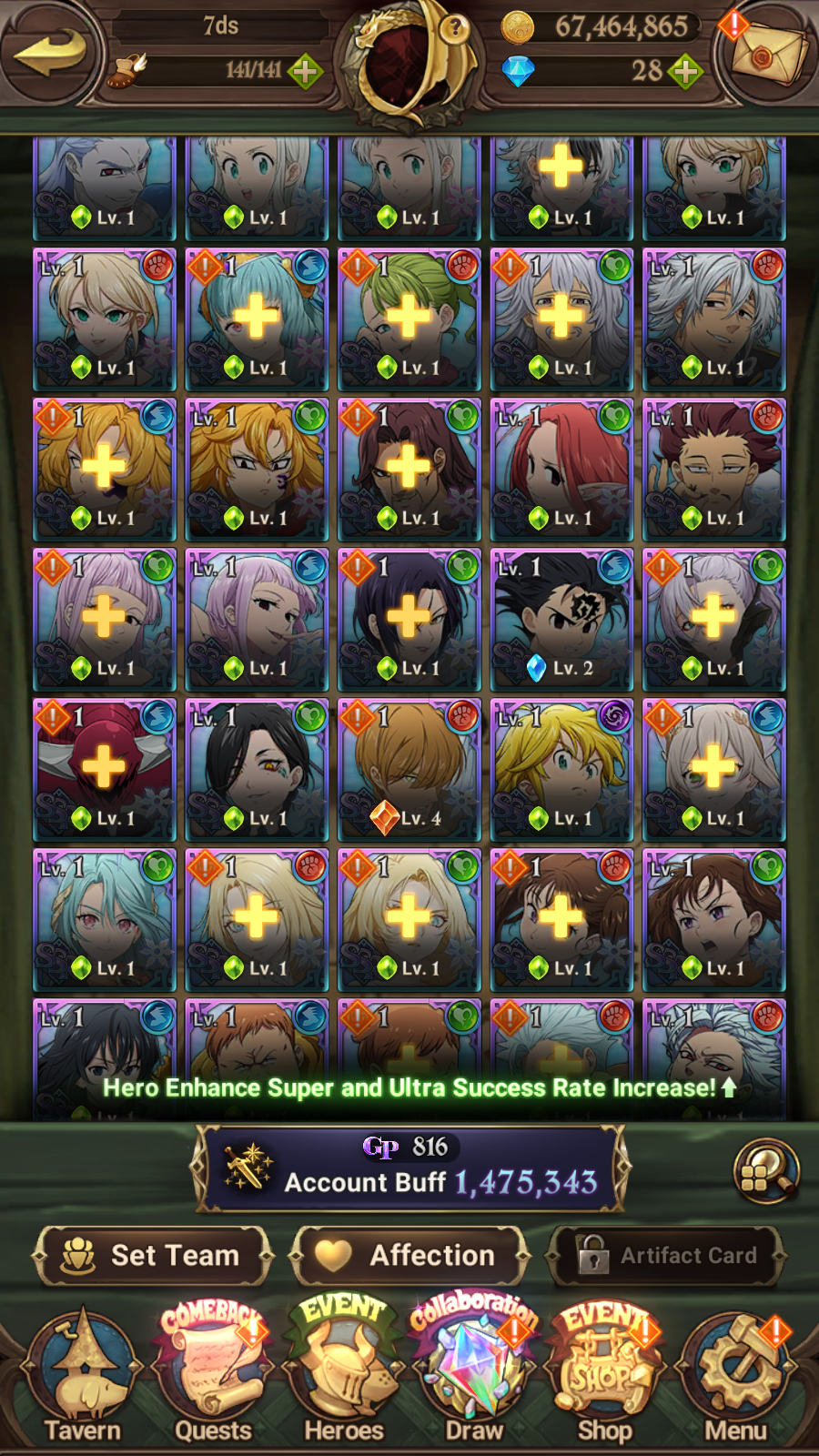 [GLOBAL] 6/6 Purgatory 6/6 Elizabeth++ 7DS Seven Deadly Sins: Grand Cross Resource Starter Account-Mobile Games Starter